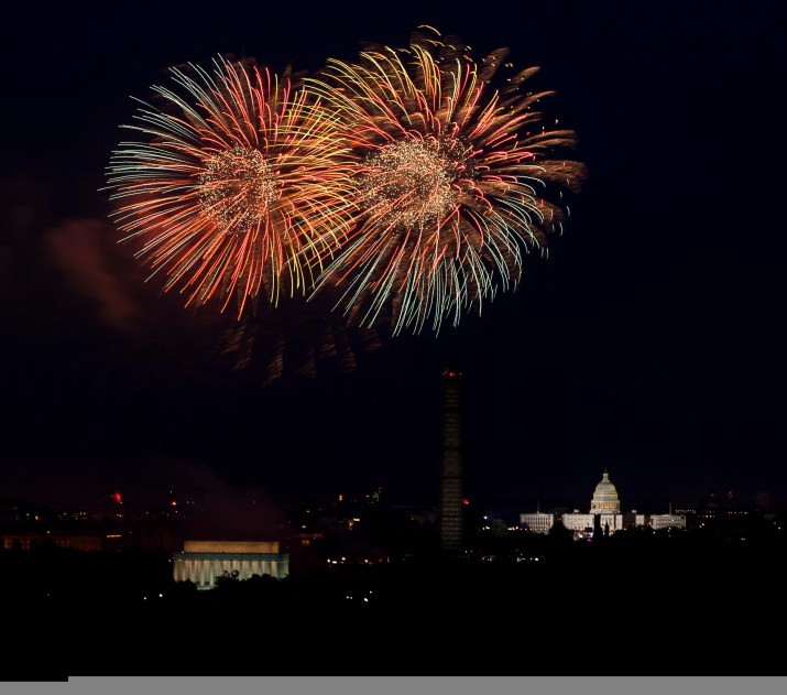 Viewed from Whipple Field on Joint Base Myer-Henderson Hall, fireworks explode over the Washington, D.C. skyline for Independence Day July 4, 2013. (Joint Base Myer-Henderson Hall PAO Photos by Rachel Larue)
